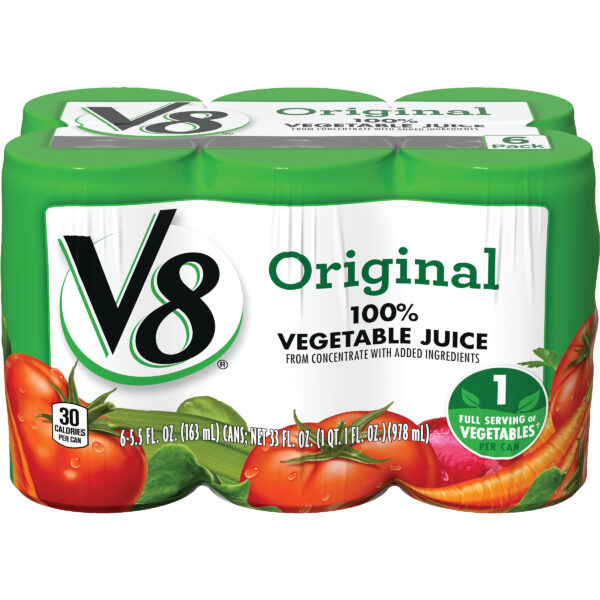 V8 Original 100% Vegetable Juice, 5.5 fl oz Can (48 Pack)